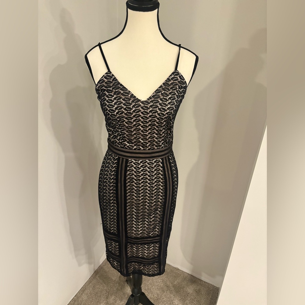 Missguided+ Black and Tan Sheath Midi Dress
